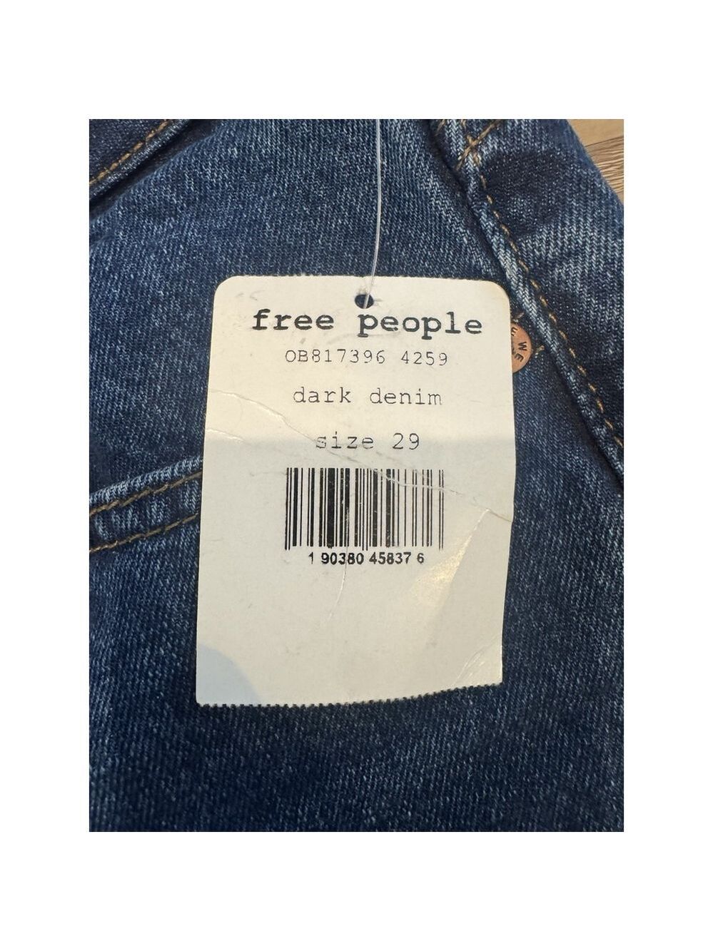Free People High-Rise Dark Blue Mom Jeans - Picture 5 of 7